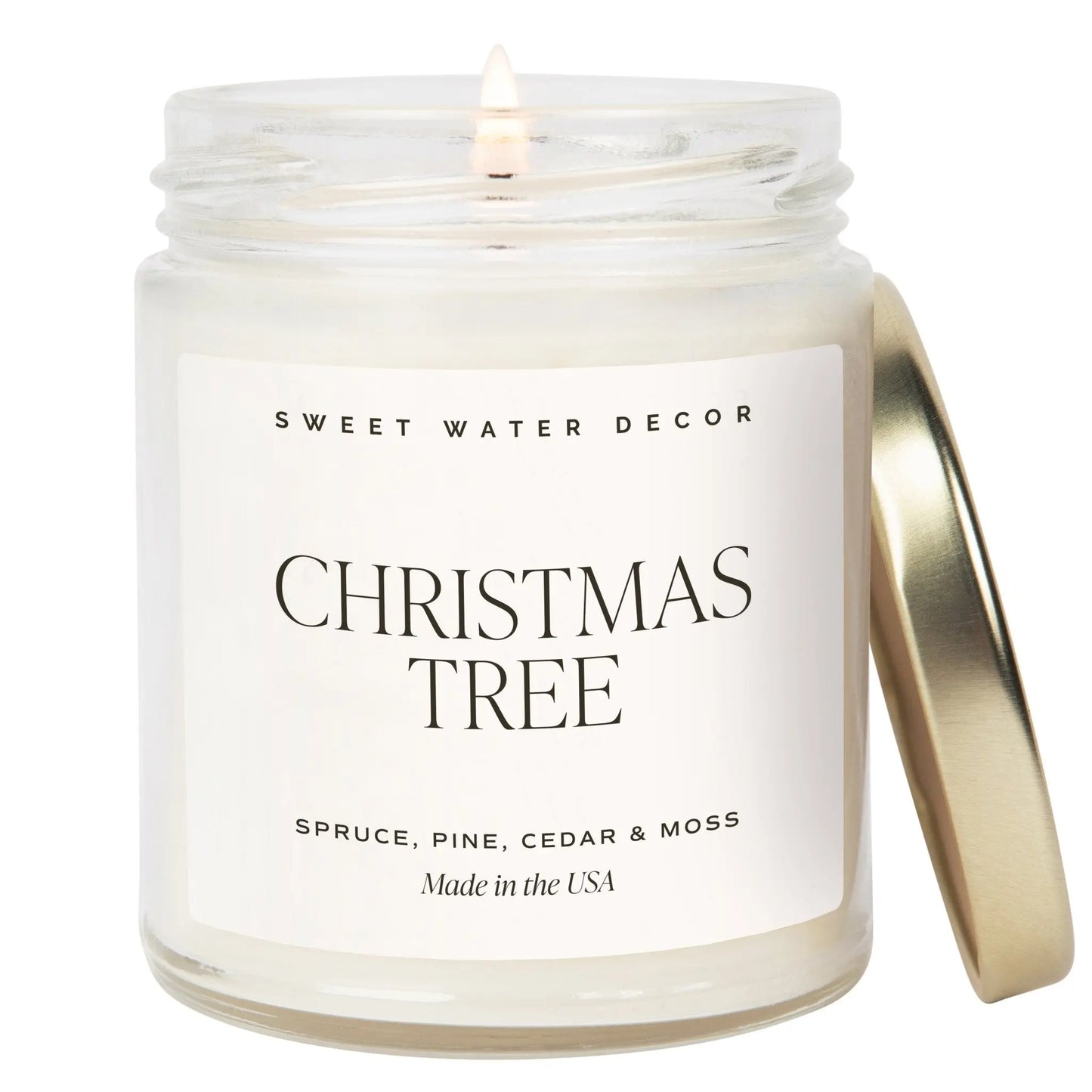 Christmas Tree Soy Candle - Clear Jar - 9 oz Sweet Water Decor