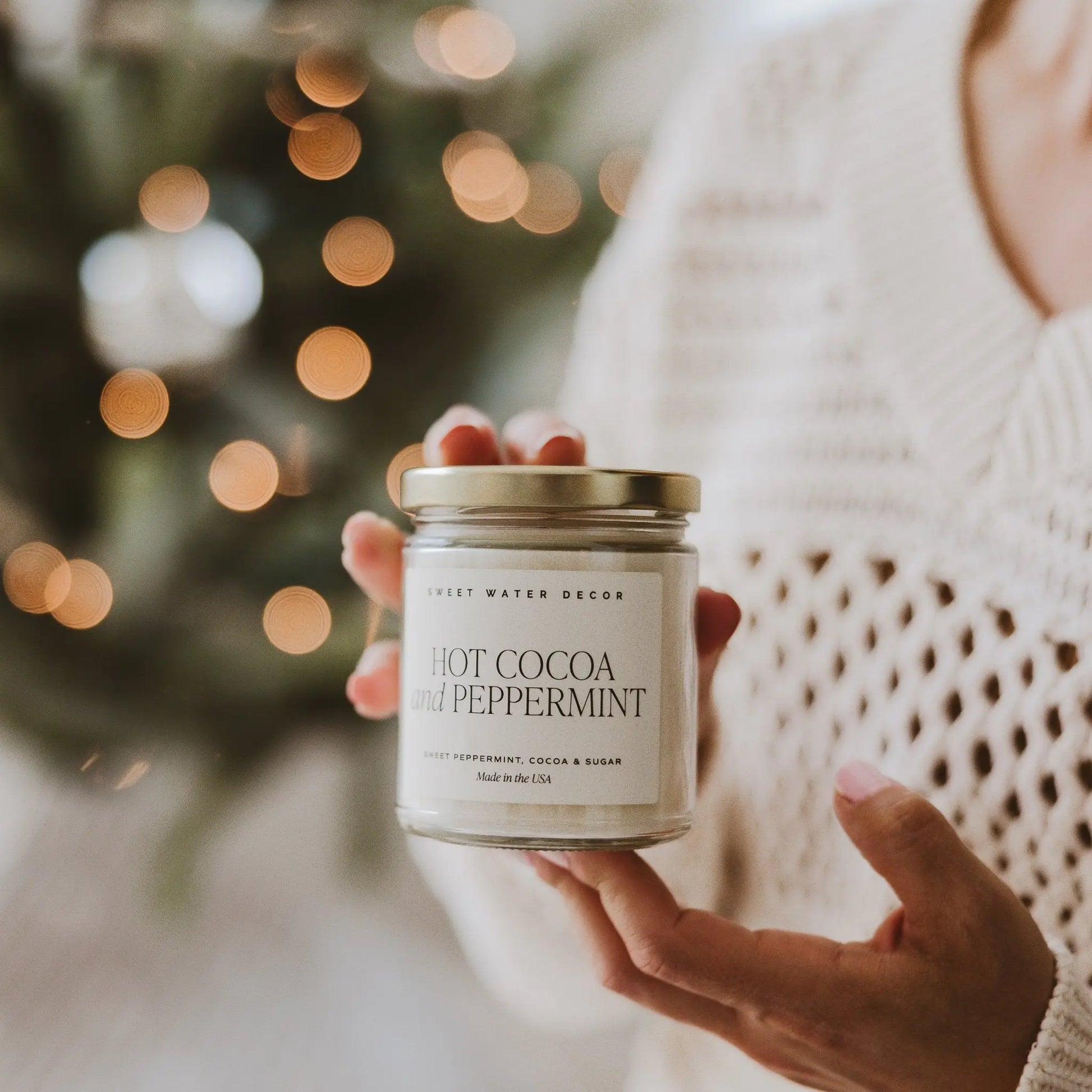 Hot Cocoa and Peppermint Soy Candle - Clear Jar - 9 oz - cleansefaceandbodybar