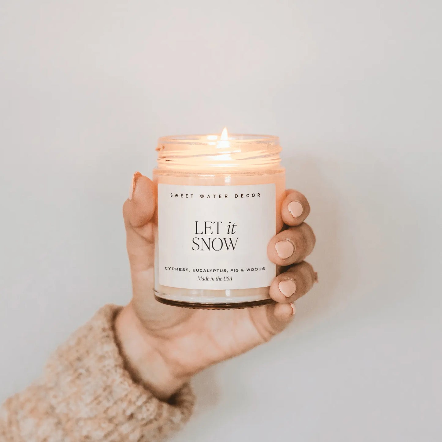 Let It Snow Soy Candle -  Clear 9 oz Jar - cleansefaceandbodybar