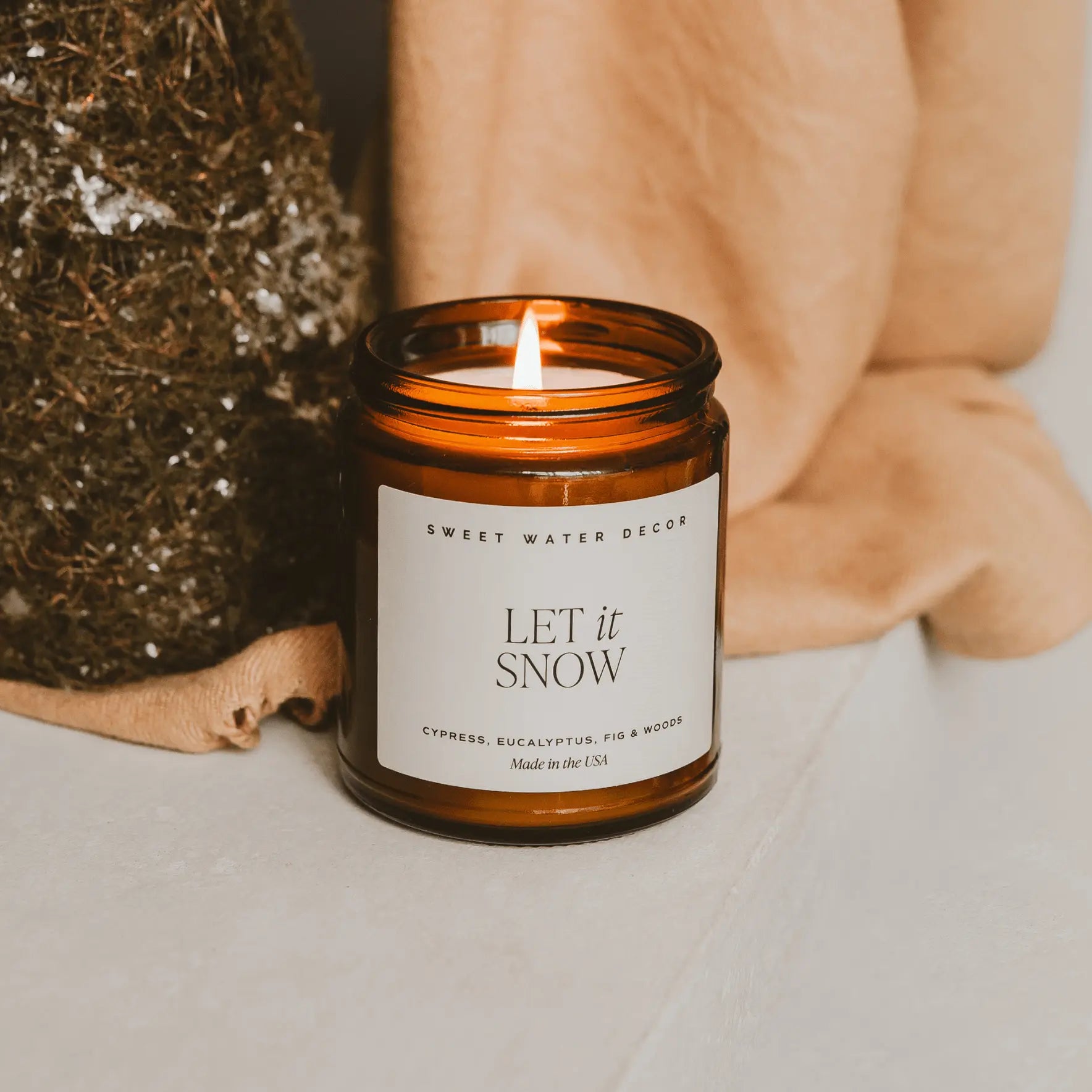 Let It Snow Soy Candle -  Amber 9 oz Jar - cleansefaceandbodybar