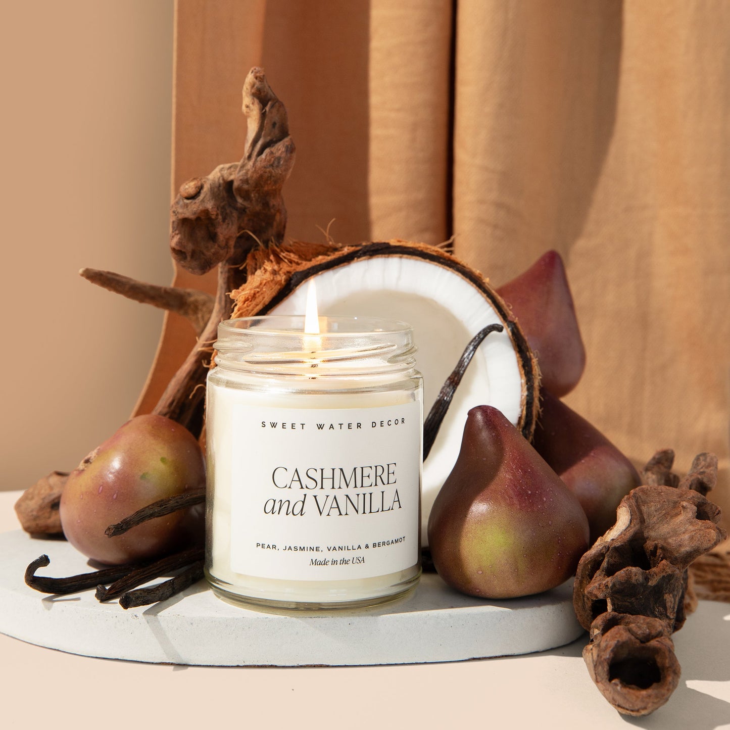 Cashmere and Vanilla Soy Candle Sweet Water Decor