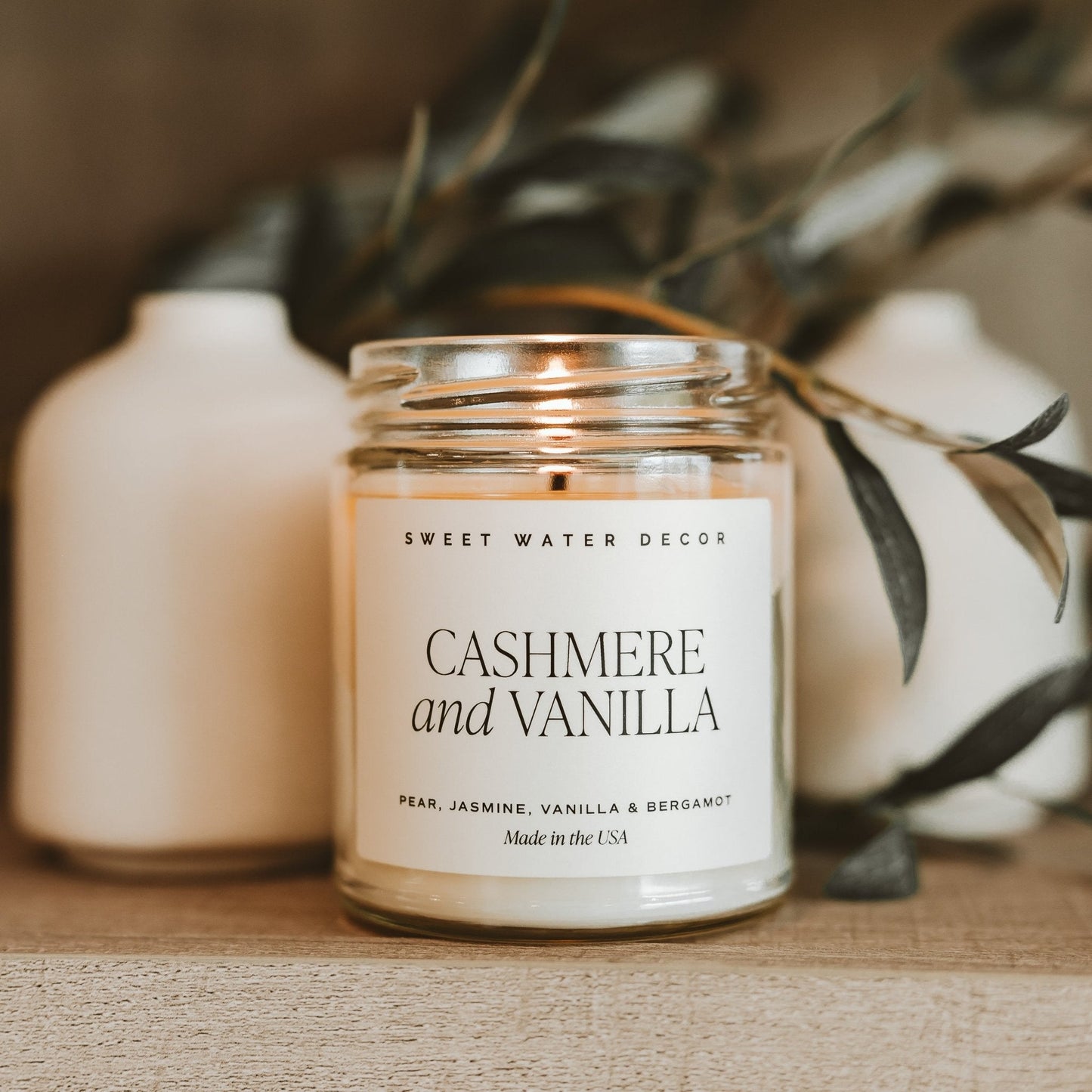 Cashmere and Vanilla Soy Candle Sweet Water Decor