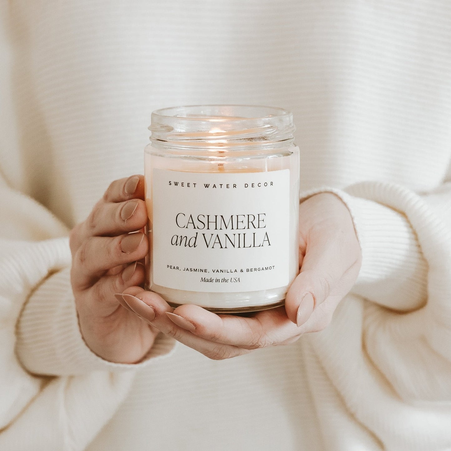 Cashmere and Vanilla Soy Candle Sweet Water Decor