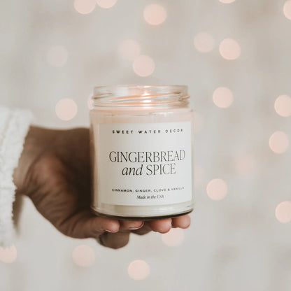 Gingerbread and Spice Soy Candle - Clear Jar - 9 oz Sweet Water Decor