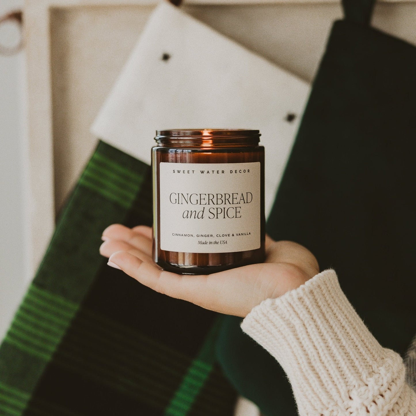 Gingerbread and Spice Soy Candle - Amber Jar - 9 oz Sweet Water Decor