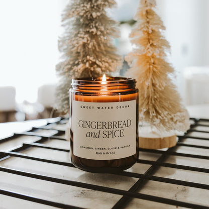 Gingerbread and Spice Soy Candle - Amber Jar - 9 oz Sweet Water Decor