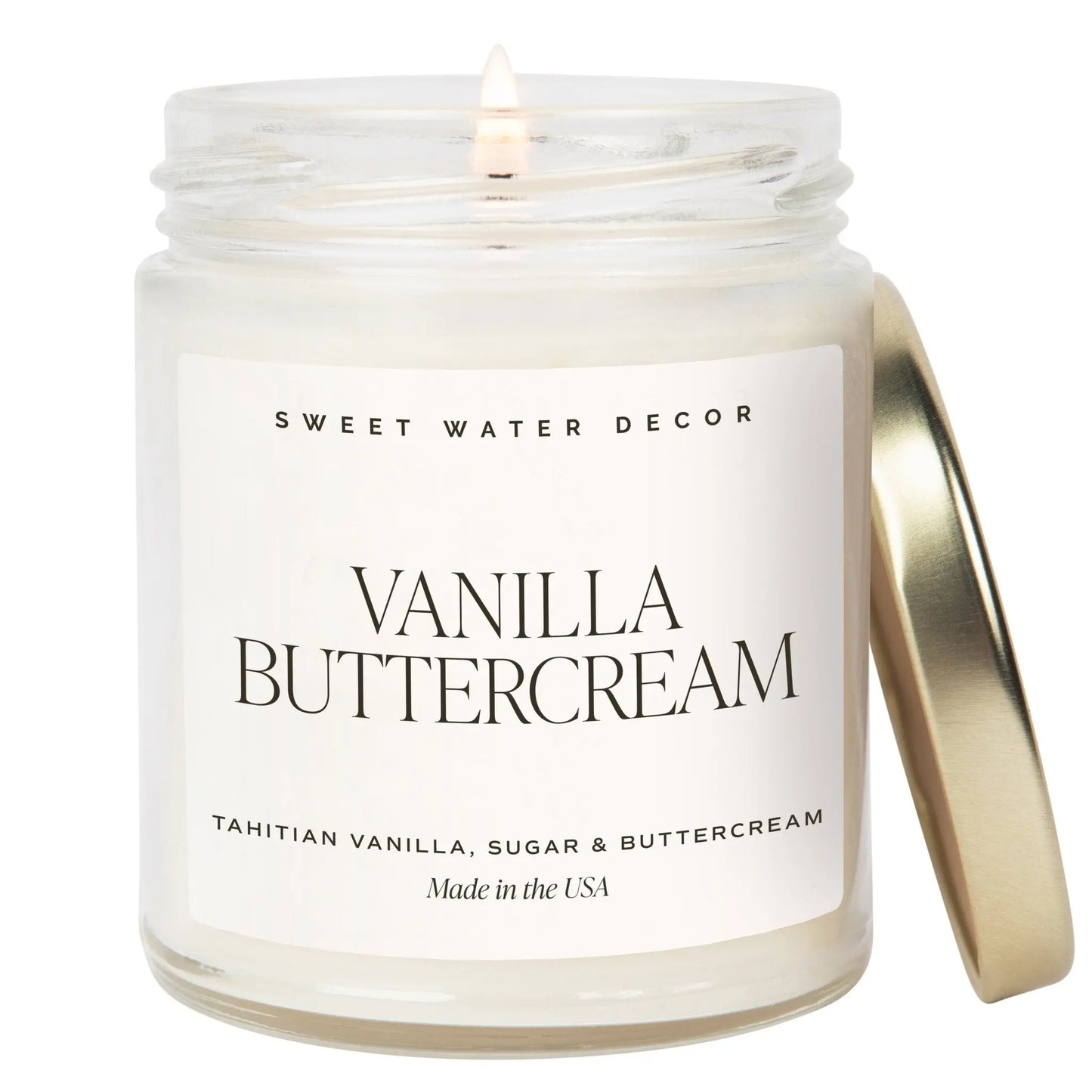 Vanilla Buttercream Soy Candle - Clear Label - 9 oz - cleansefaceandbodybar