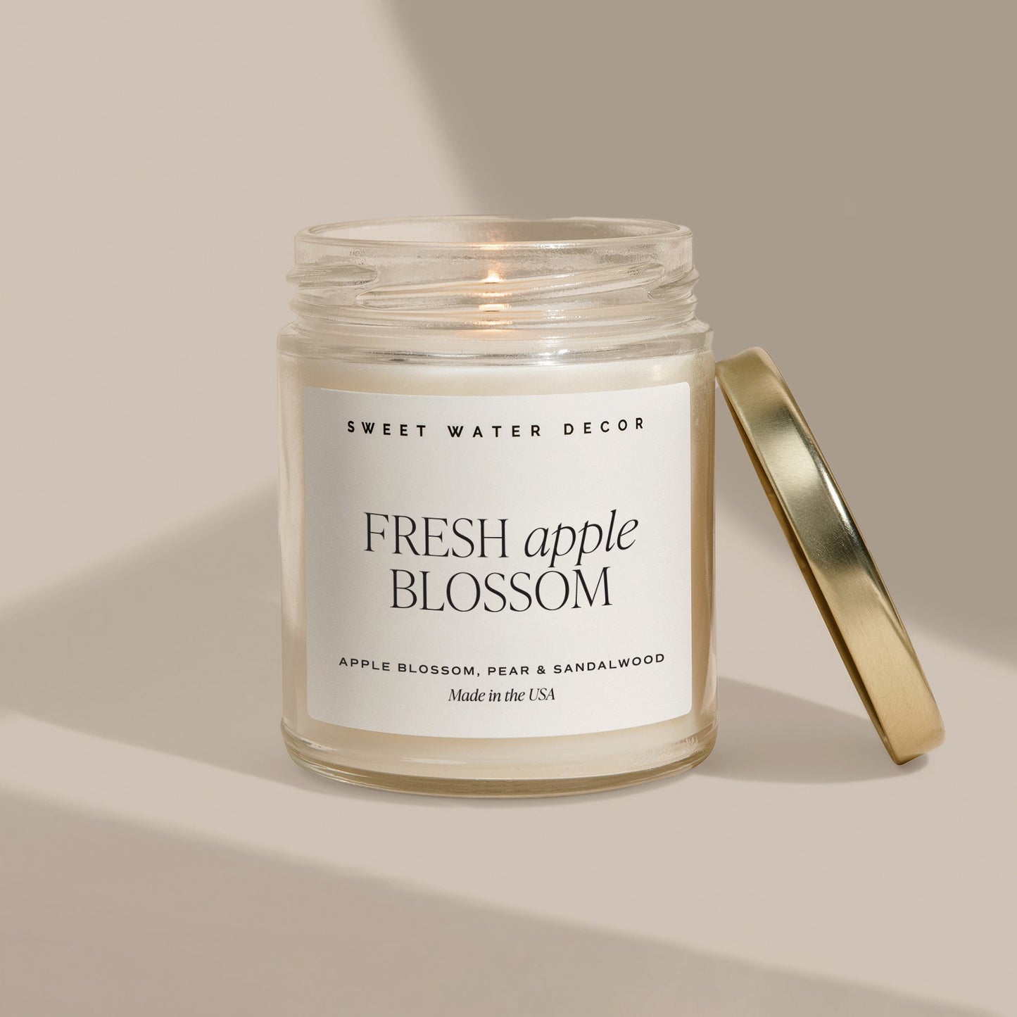 Fresh Apple Blossom Soy Candle - Clear Jar - 9 oz Sweet Water Decor