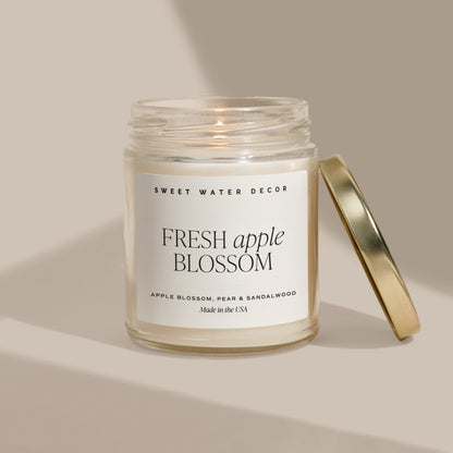 Fresh Apple Blossom Soy Candle - Clear Jar - 9 oz Sweet Water Decor