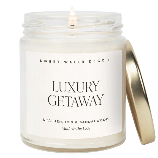 Luxury Getaway Soy Candle - Clear Jar - 9 oz - cleansefaceandbodybar