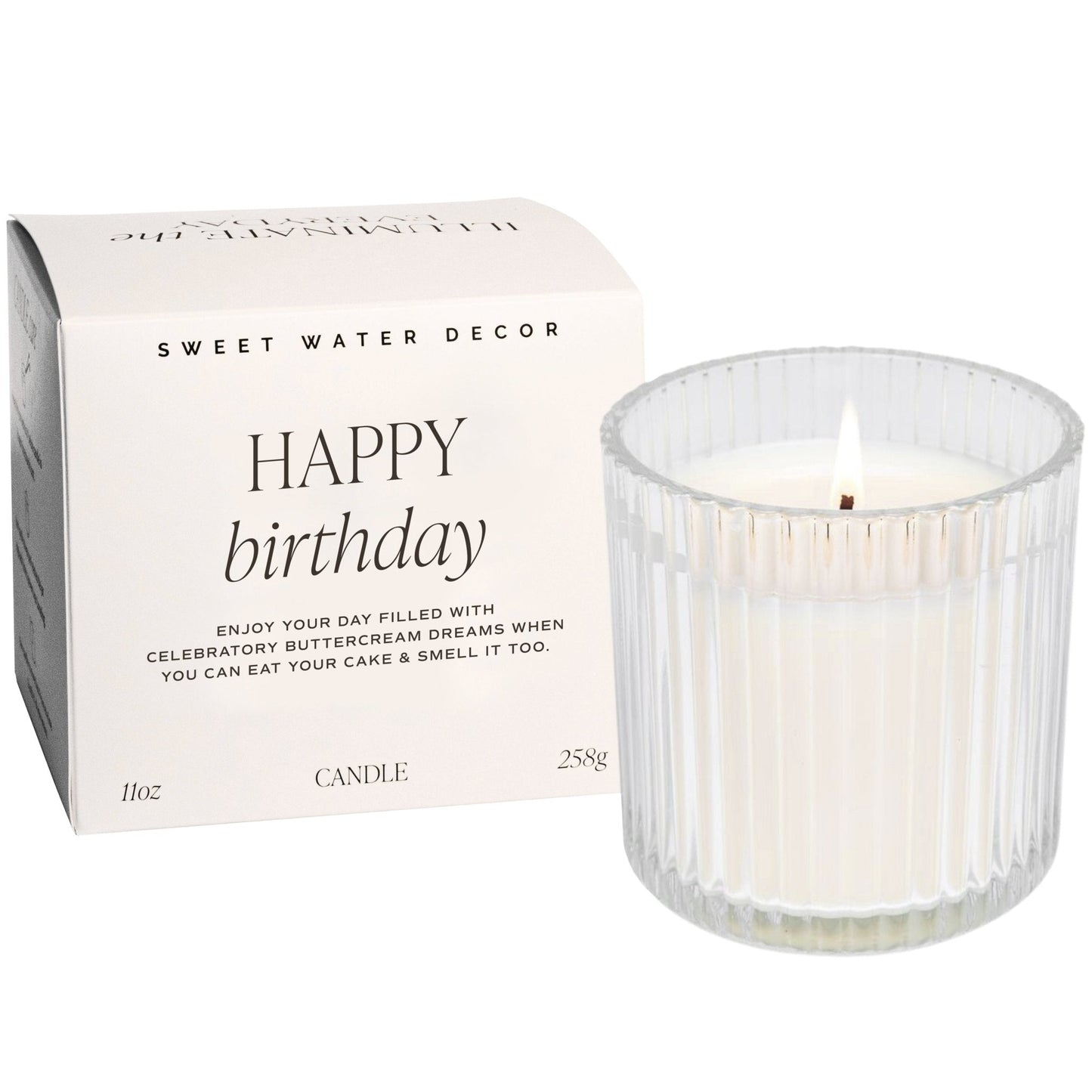 Happy Birthday Soy Candle - Ribbed Glass Jar with Box - 11 oz - cleansefaceandbodybar