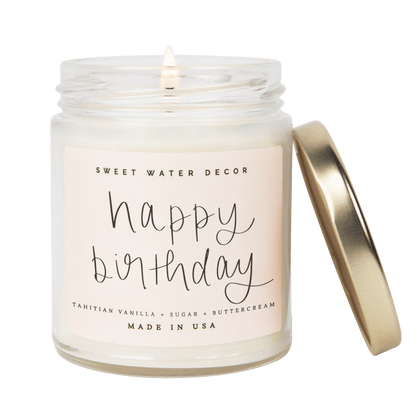 Happy Birthday Soy Candle - Clear Jar - 9 oz - cleansefaceandbodybar