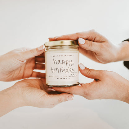 Happy Birthday Soy Candle - Clear Jar - 9 oz - cleansefaceandbodybar