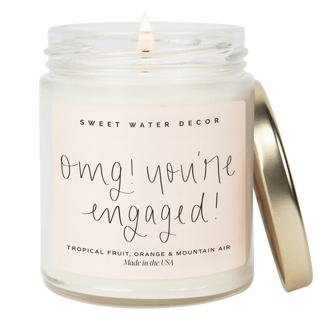 OMG! You're Engaged! Soy Candle - Clear Jar - 9 oz Sweet Water Decor Cleanse Face & Body Bar