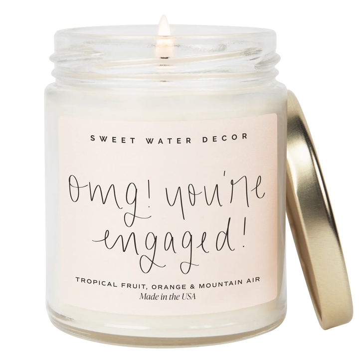 OMG! You're Engaged! Soy Candle - Clear Jar - 9 oz Sweet Water Decor Cleanse Face & Body Bar