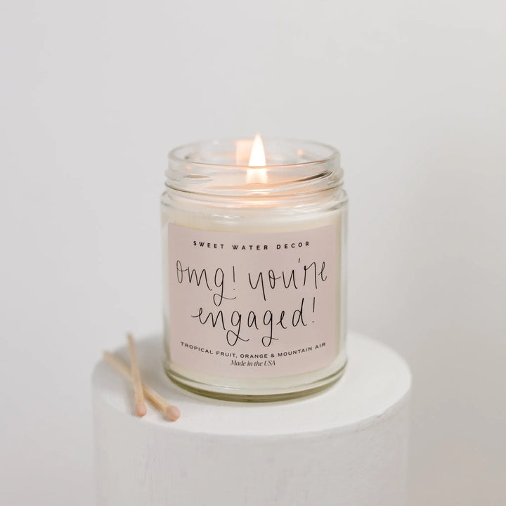 OMG! You're Engaged! Soy Candle - Clear Jar - 9 oz Sweet Water Decor Cleanse Face & Body Bar