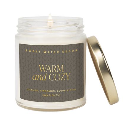 Warm and Cozy Soy Candle - Clear Jar - 9 oz - cleansefaceandbodybar