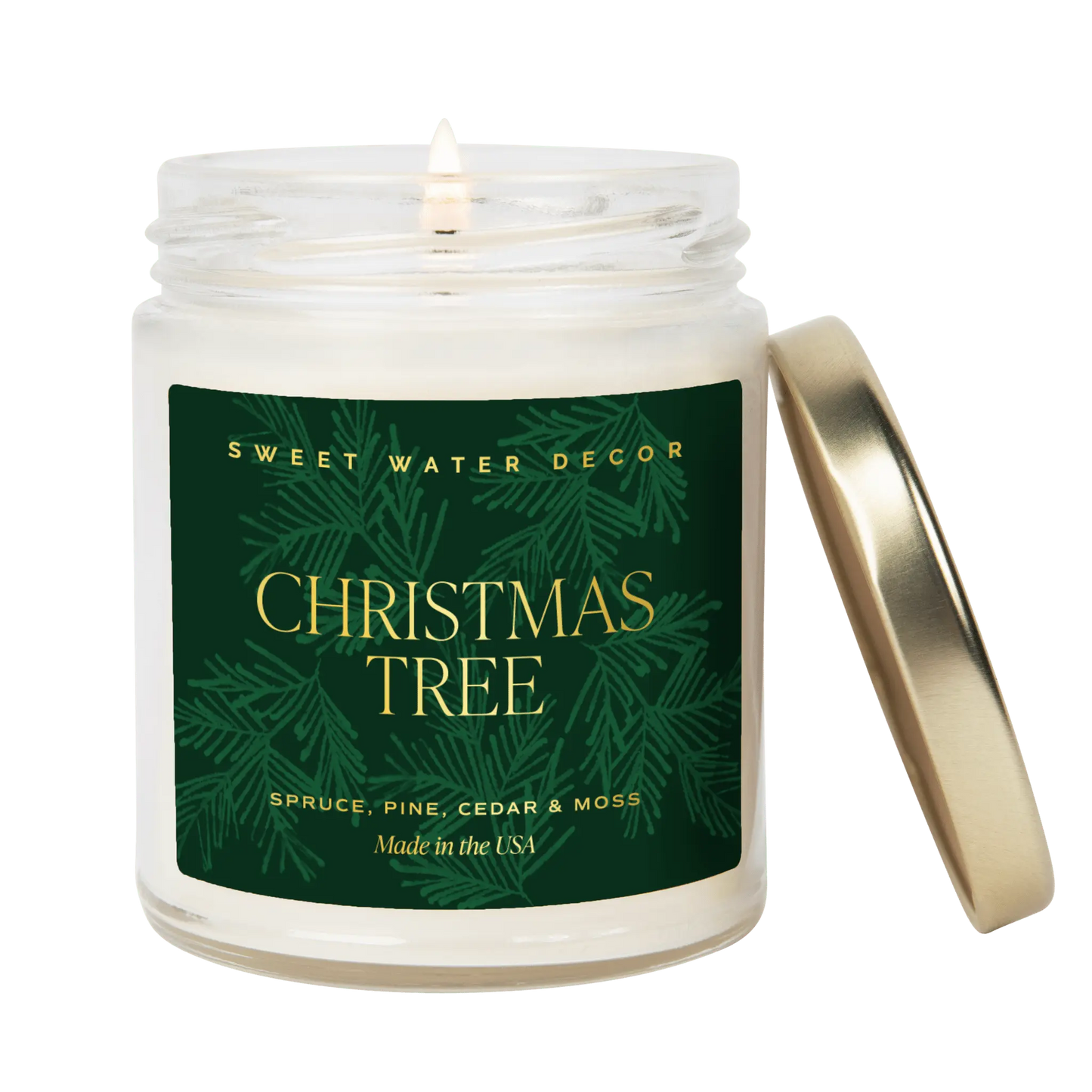 Christmas Tree Soy Candle - Clear Jar - 9 oz Sweet Water Decor