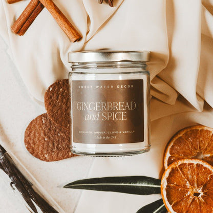 Gingerbread and Spice Soy Candle - Clear Jar - 9 oz Sweet Water Decor