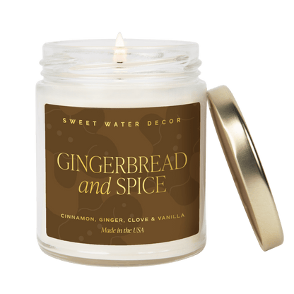 Gingerbread and Spice Soy Candle - Clear Jar - 9 oz Sweet Water Decor