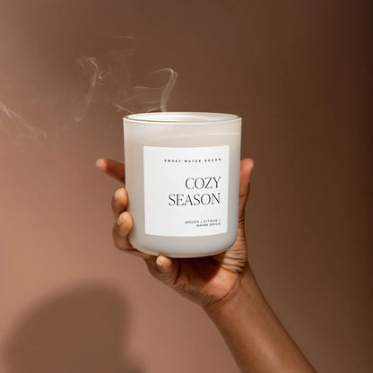 Cozy Season Soy Candle - Tan Matte Jar - 15 oz Sweet Water Decor