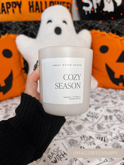 Cozy Season Soy Candle - Tan Matte Jar - 15 oz Sweet Water Decor