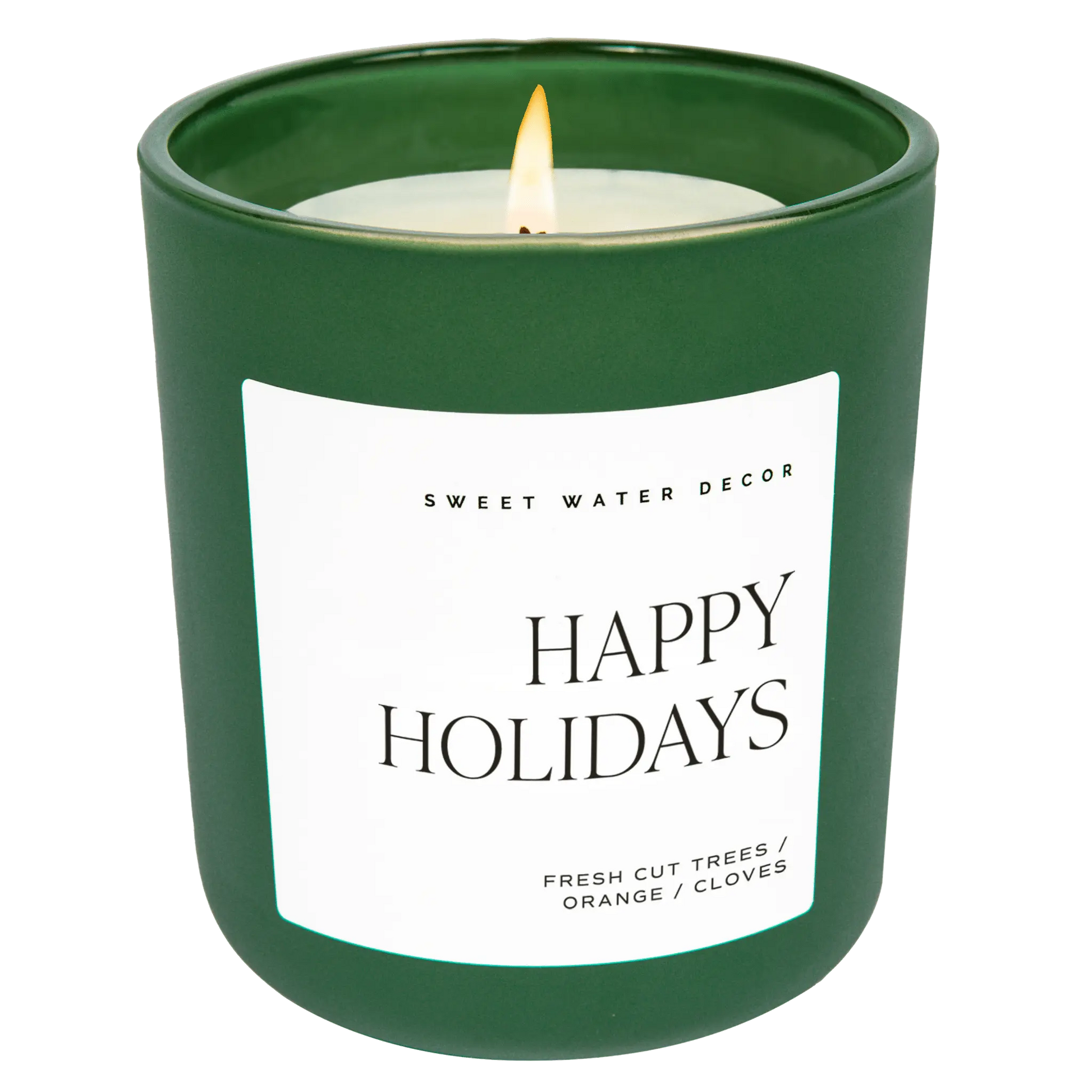 Happy Holidays Soy Candle - Green Matte Jar - 15 oz - cleansefaceandbodybar