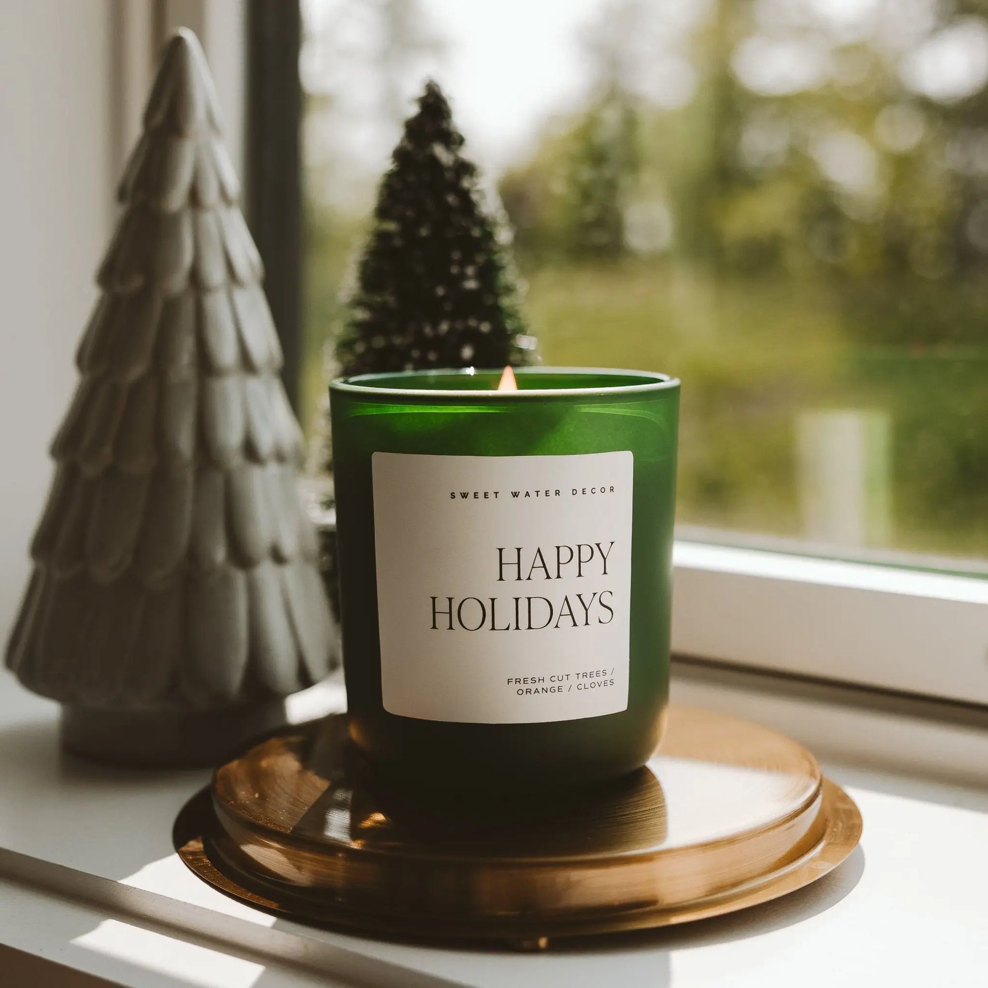 Happy Holidays Soy Candle - Green Matte Jar - 15 oz - cleansefaceandbodybar