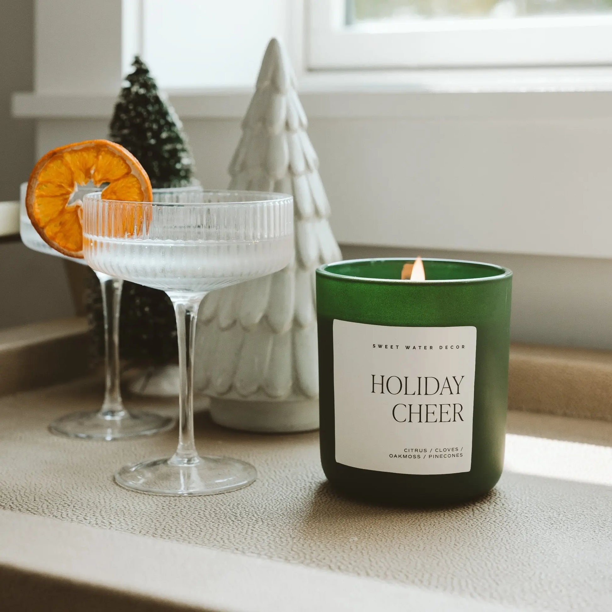 Holiday Cheer Soy Candle - Green Matte Jar - 15 oz - cleansefaceandbodybar