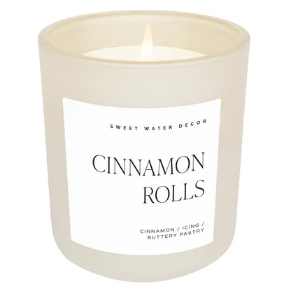 Cinnamon Rolls Soy Candle - Tan Matte Jar - 15 oz Sweet Water Decor