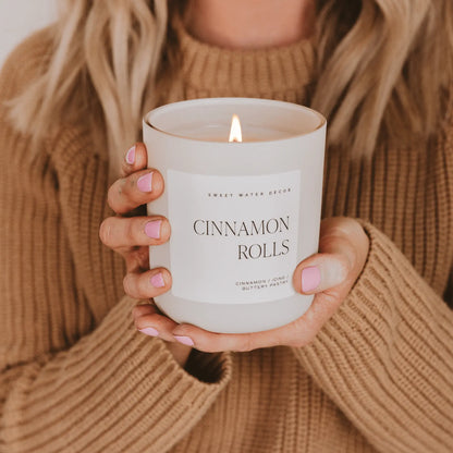 Cinnamon Rolls Soy Candle - Tan Matte Jar - 15 oz Sweet Water Decor