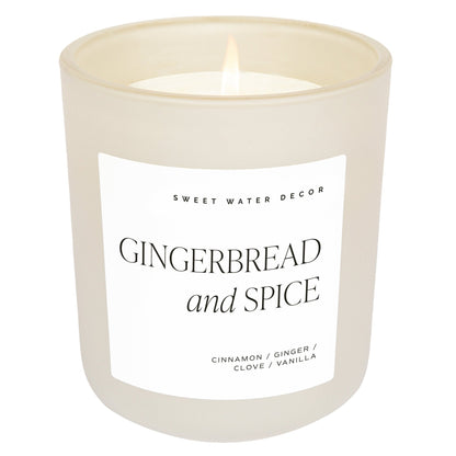 Gingerbread and Spice Soy Candle - Tan Matte Jar - 15 oz Sweet Water Decor