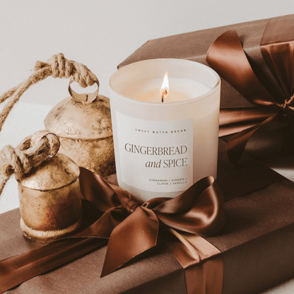 Gingerbread and Spice Soy Candle - Tan Matte Jar - 15 oz Sweet Water Decor