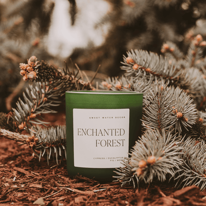 Enchanted Forest Soy Candle - Green Matte Jar - 15 oz (Cypress and Fig)