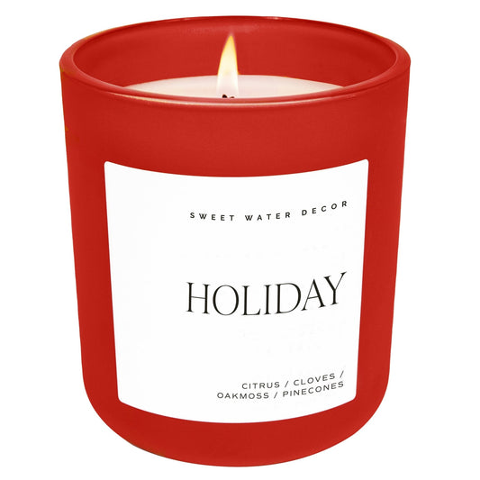 Holiday Soy Candle - Red Matte Jar - 15 oz