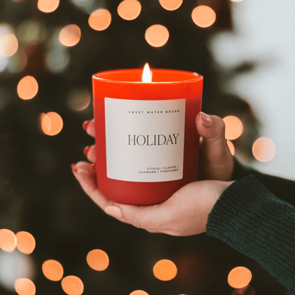 Holiday Soy Candle - Red Matte Jar - 15 oz