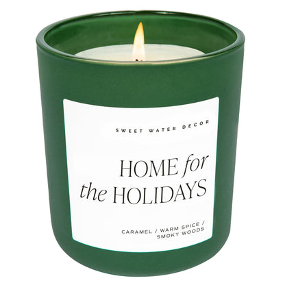 Home for the Holidays Soy Candle - Green Matte Jar - 15 oz (Flannel)