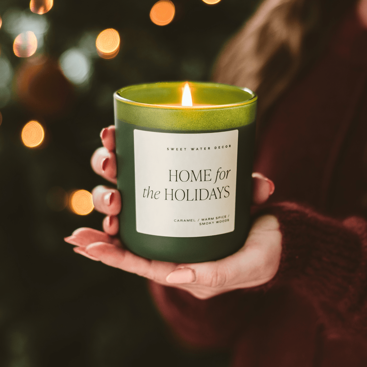 Home for the Holidays Soy Candle - Green Matte Jar - 15 oz (Flannel) - cleansefaceandbodybar