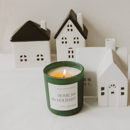 Home for the Holidays Soy Candle - Green Matte Jar - 15 oz (Flannel) - cleansefaceandbodybar