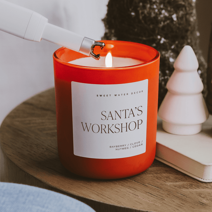 Santa's Workshop Soy Candle - Red Matte Jar - 15 oz (Merry and Bright) Sweet Water Decor Cleanse Face & Body Bar