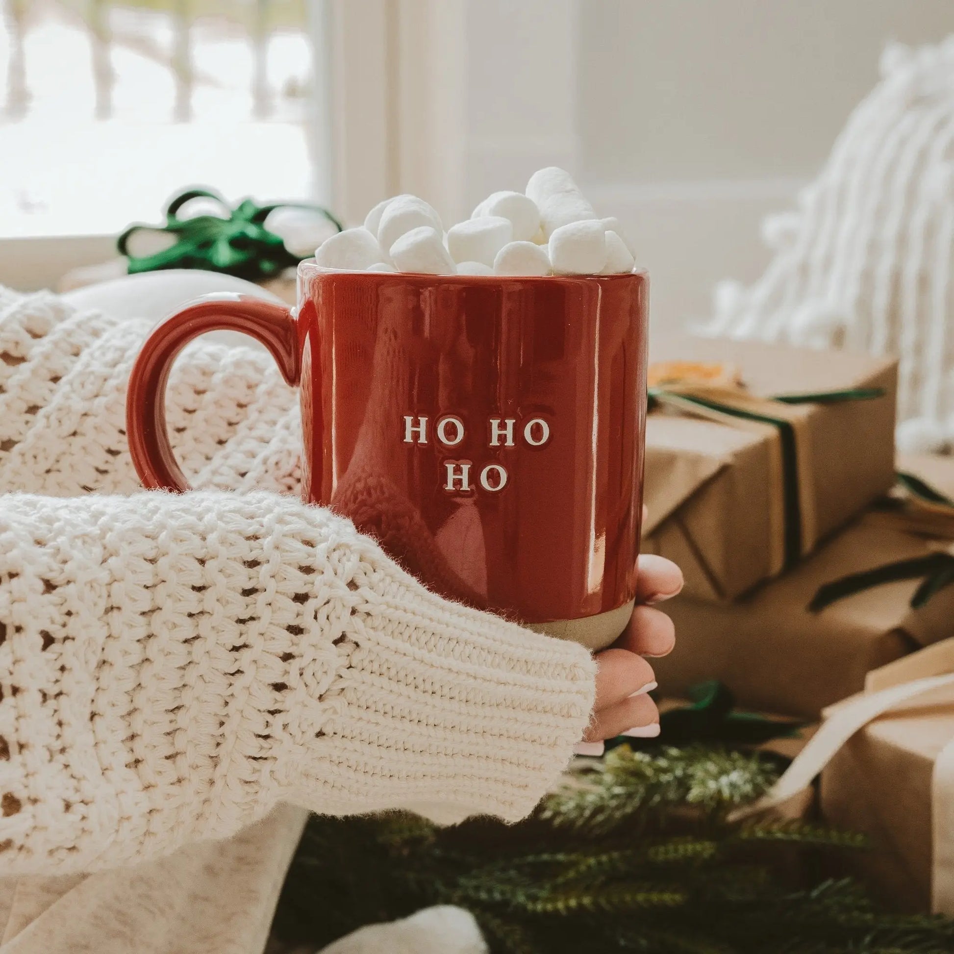 Ho Ho Ho 14oz. Red Stoneware Coffee Mug Sweet Water Decor