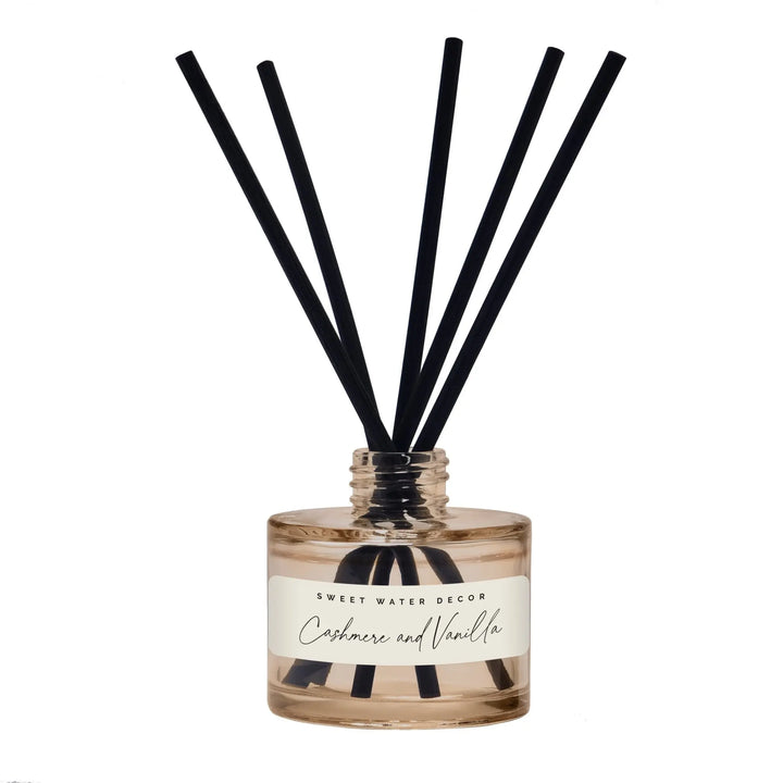 Cashmere and Vanilla Tinted Glass Jar Reed Diffuser Sweet Water Decor Cleanse Face & Body Bar