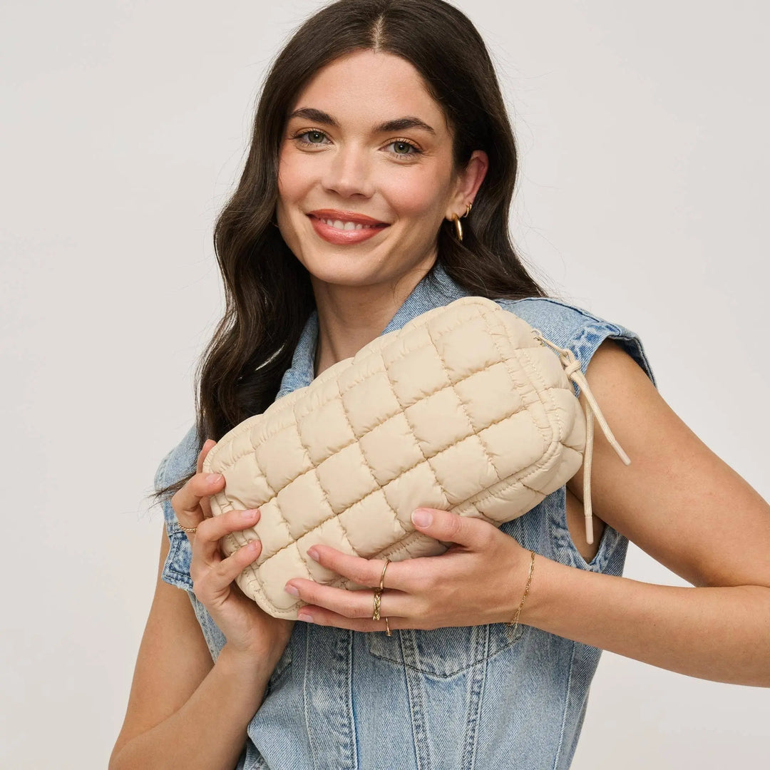 Cloud Nine - Quilted Puffer Nylon Cosmetic Pouch: Cream Urban Expressions Cleanse Face & Body Bar
