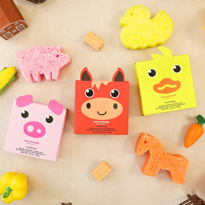 Farm Animals Assorted Pack Spongellé Cleanse Face & Body Bar