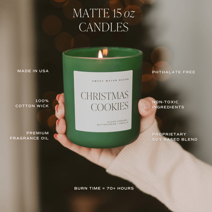 Home for the Holidays Soy Candle - Green Matte Jar - 15 oz (Flannel) - cleansefaceandbodybar