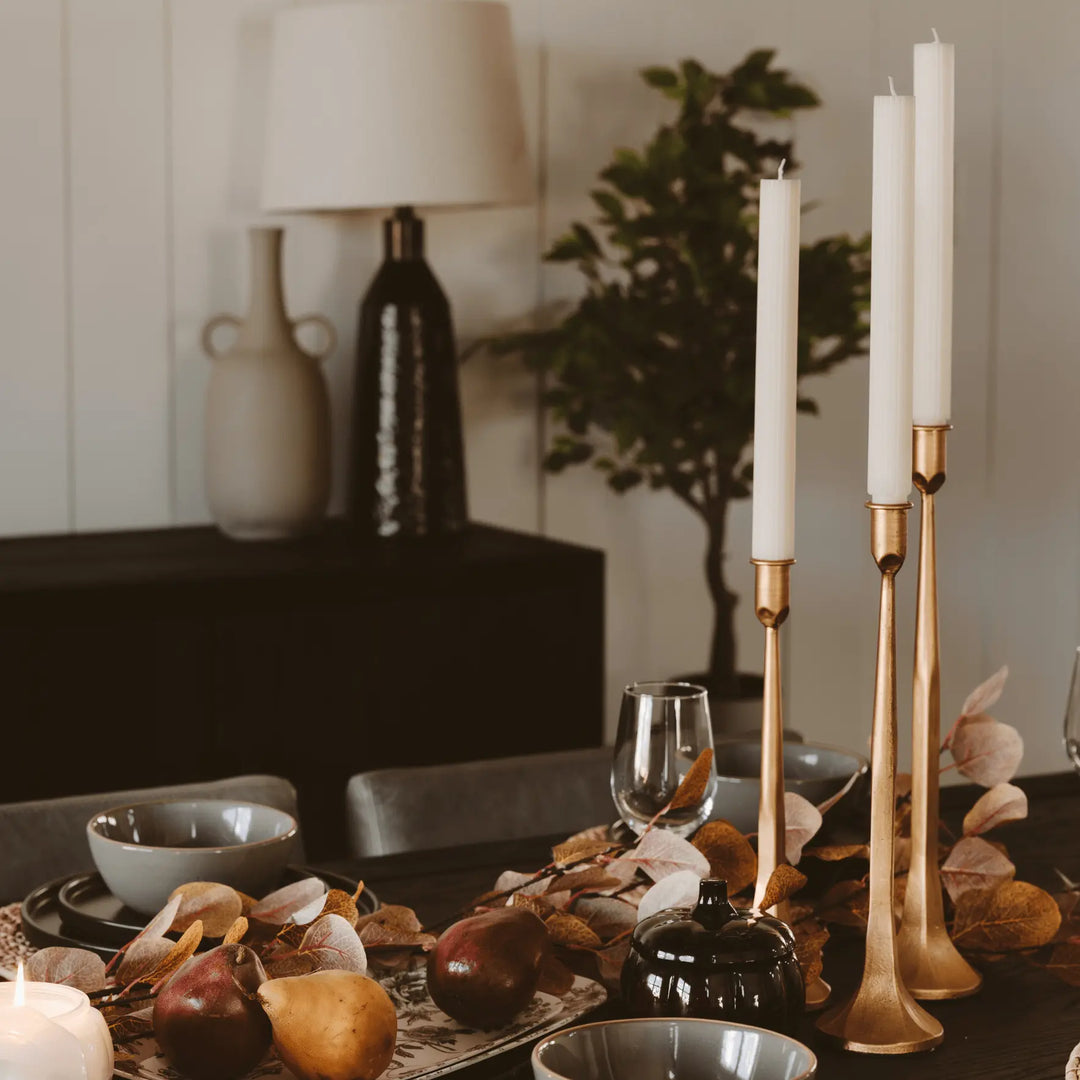 Gold Cast Iron Taper Candle Holders Sweet Water Decor Cleanse Face & Body Bar