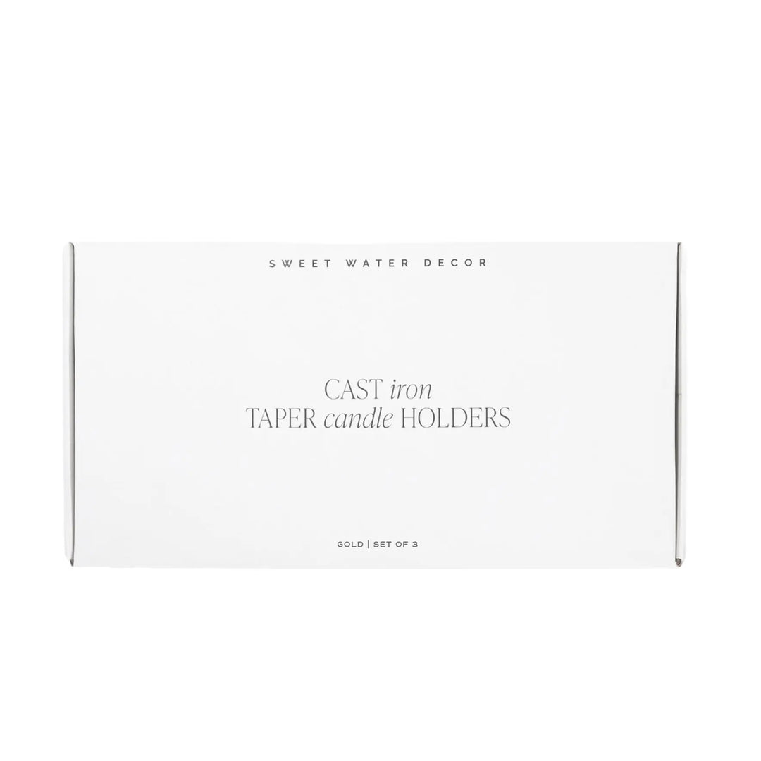 Gold Cast Iron Taper Candle Holders Sweet Water Decor Cleanse Face & Body Bar
