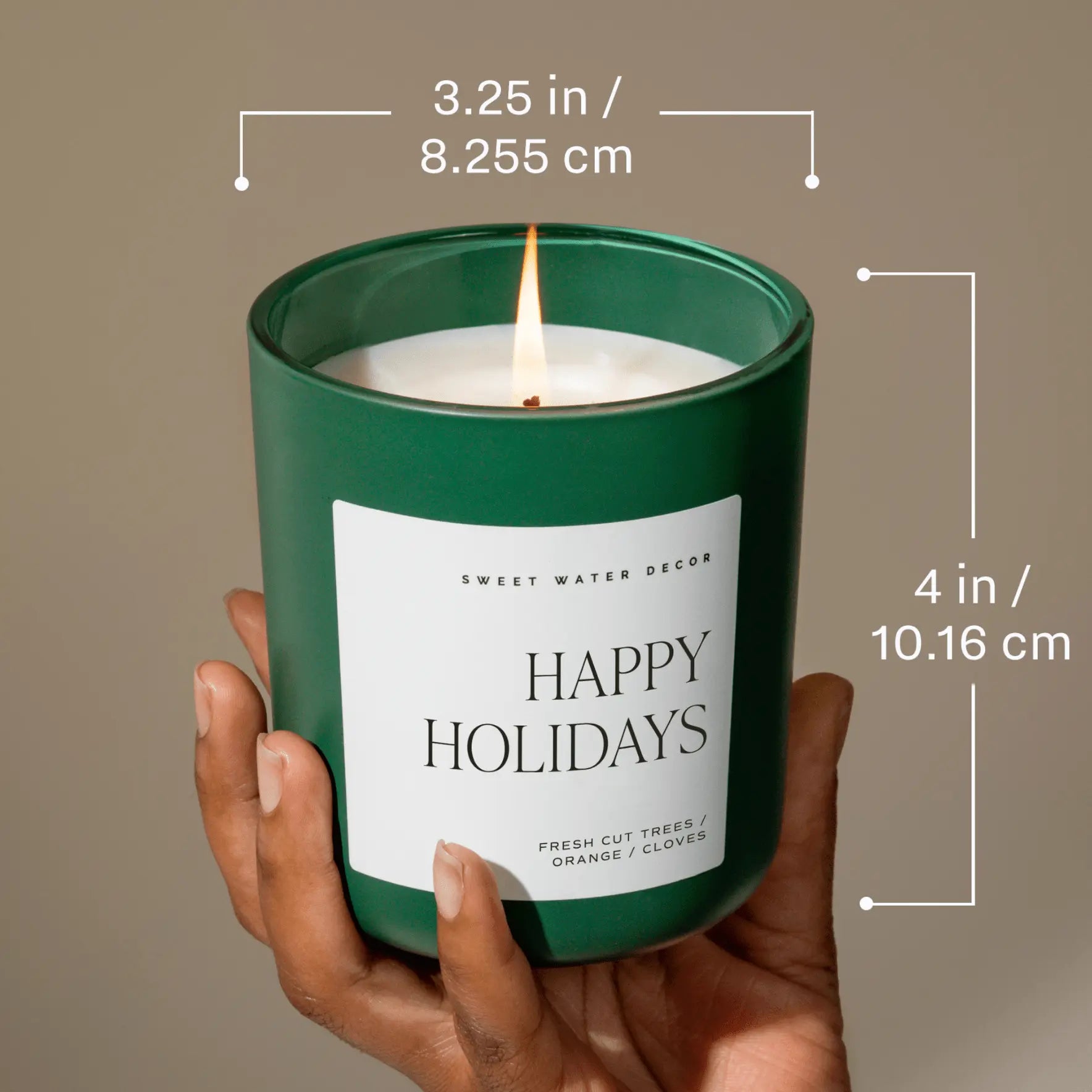 Happy Holidays Soy Candle - Green Matte Jar - 15 oz - cleansefaceandbodybar