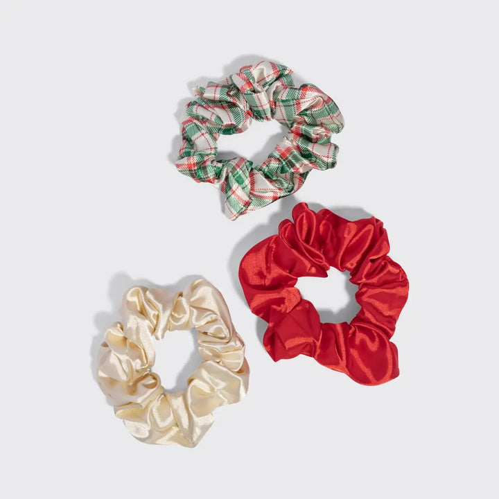Kitsch Holiday Scrunchies red ivory plaid
