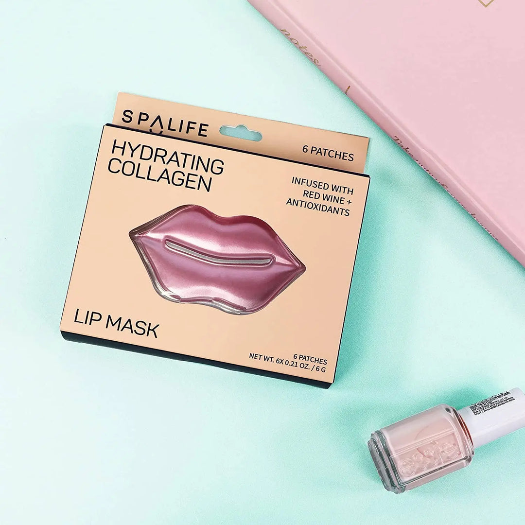 Hydrating Collagen &amp; Red Wine Hydrogel Lip Masks - 8 Ct My Spa Life Cleanse Face &amp; Body Bar